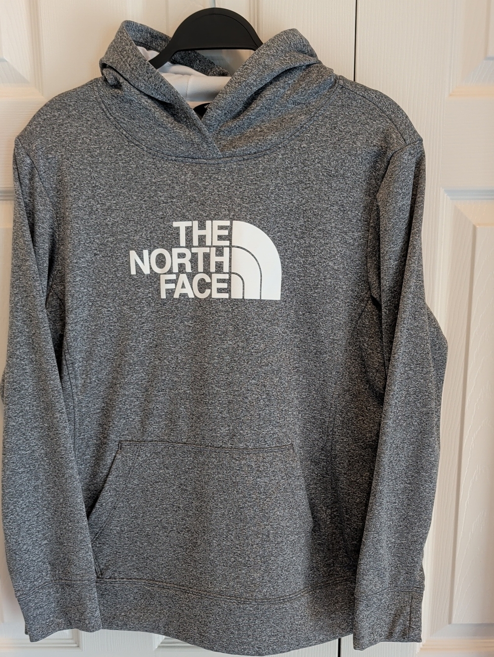 The North Face Women's Heather Gray Pullover Hoodie with White Logo